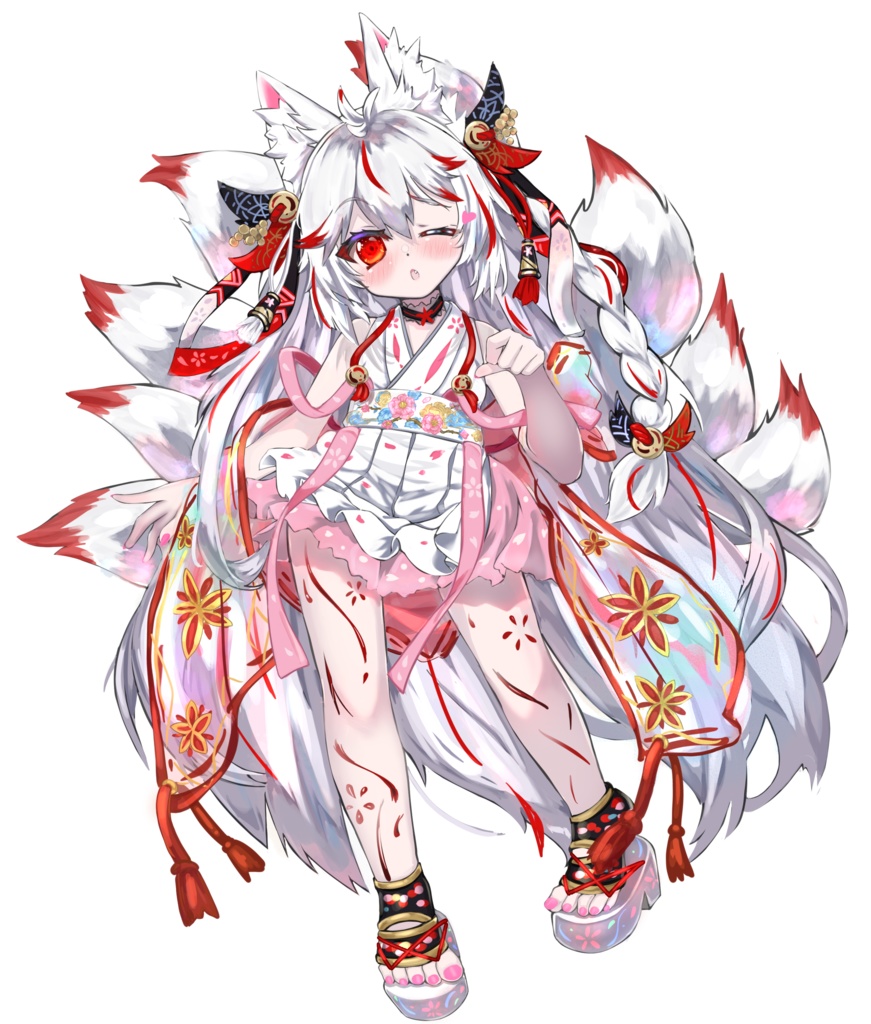 立ち絵素材「妖狐の白狐」女の子表情差分10種