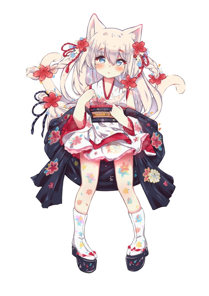 立ち絵素材「二又の猫娘」女の子表情差分12種