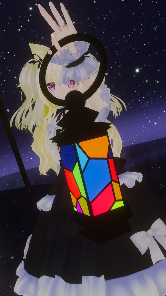 【VRChat想定3Dモデル】Stained Glass Lantern