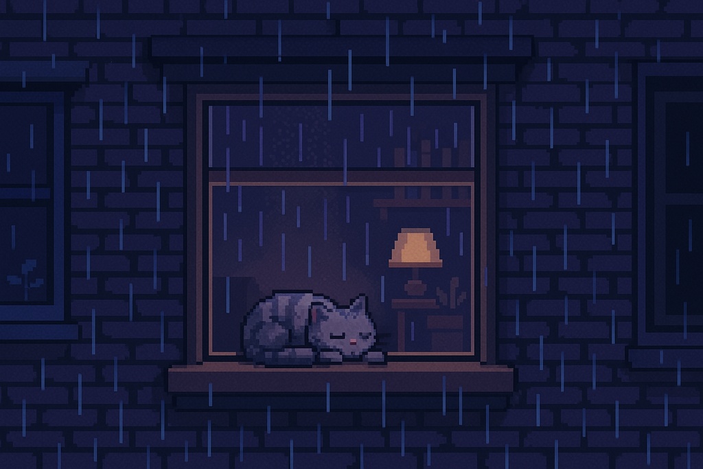 【睡眠導入•リラックスBGM】ゲーマーが作った静かな雨とピクセルの夢🎶