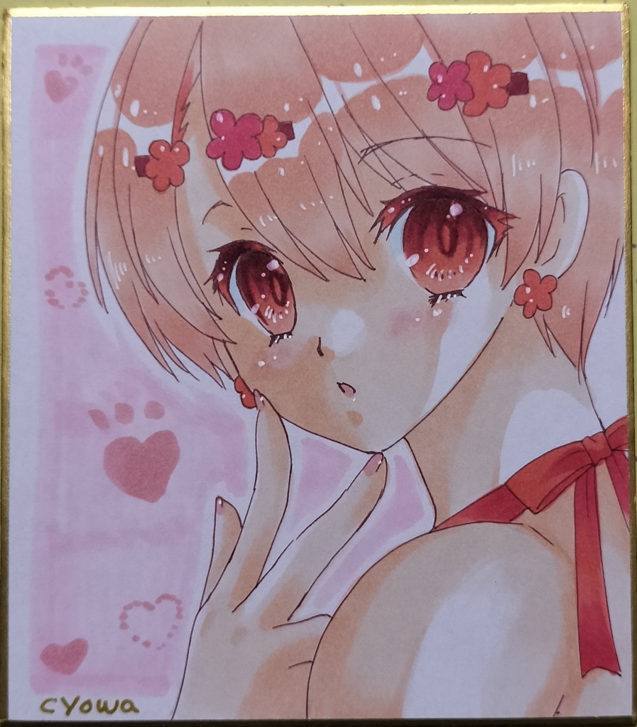 【小サイズ】カラバリ少女/桃リボン