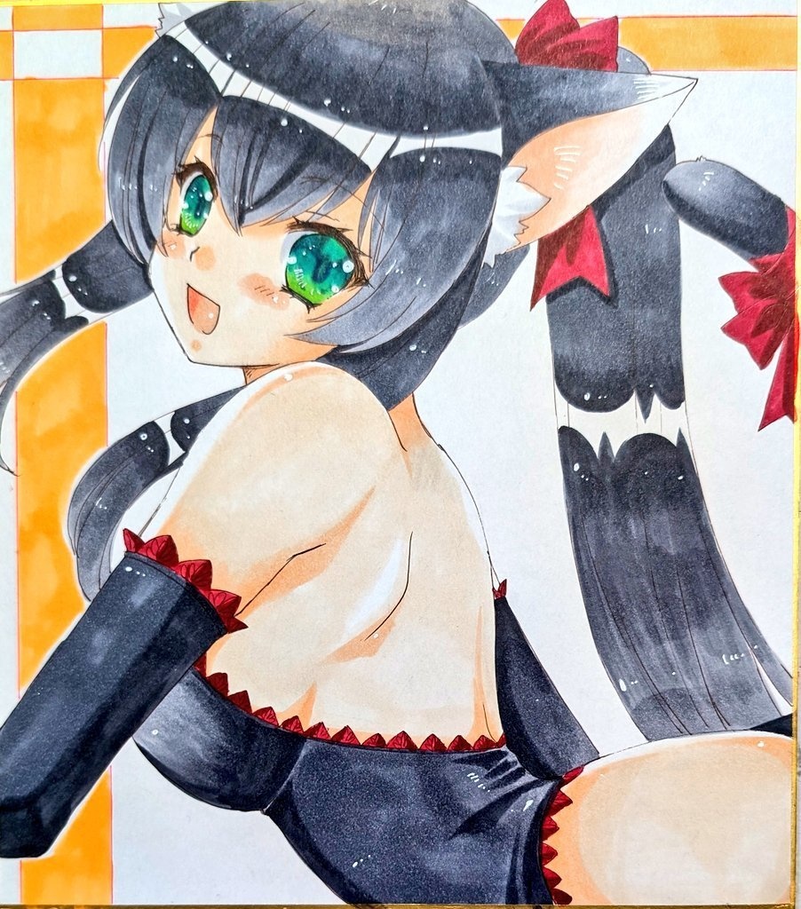 【大サイズ】ポニテ黒猫さん