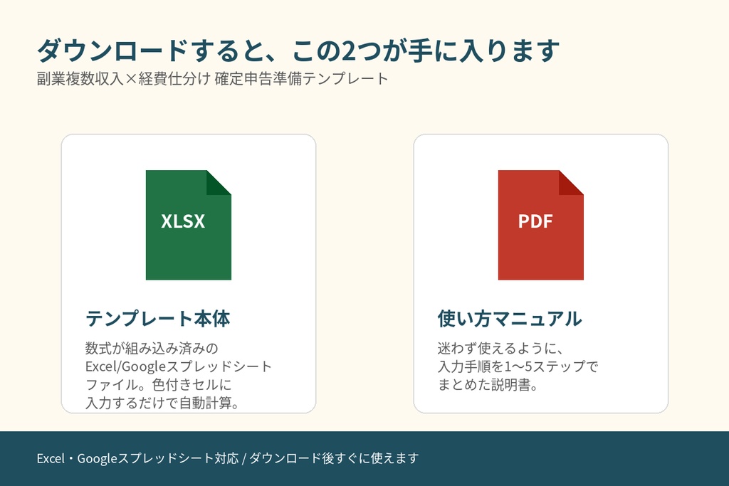副業複数収入×経費仕分け 確定申告準備テンプレート