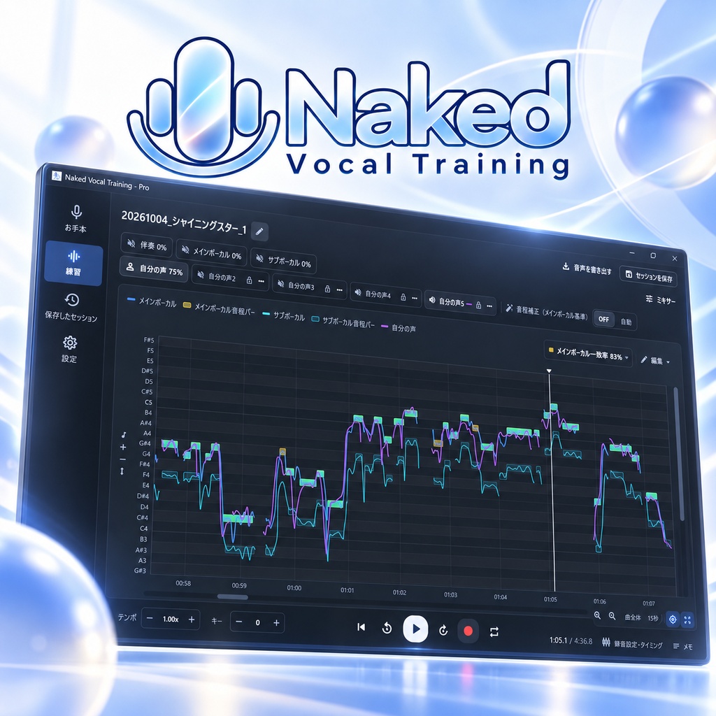 【無料版有り】Naked Vocal Training【ボーカル練習支援アプリ】