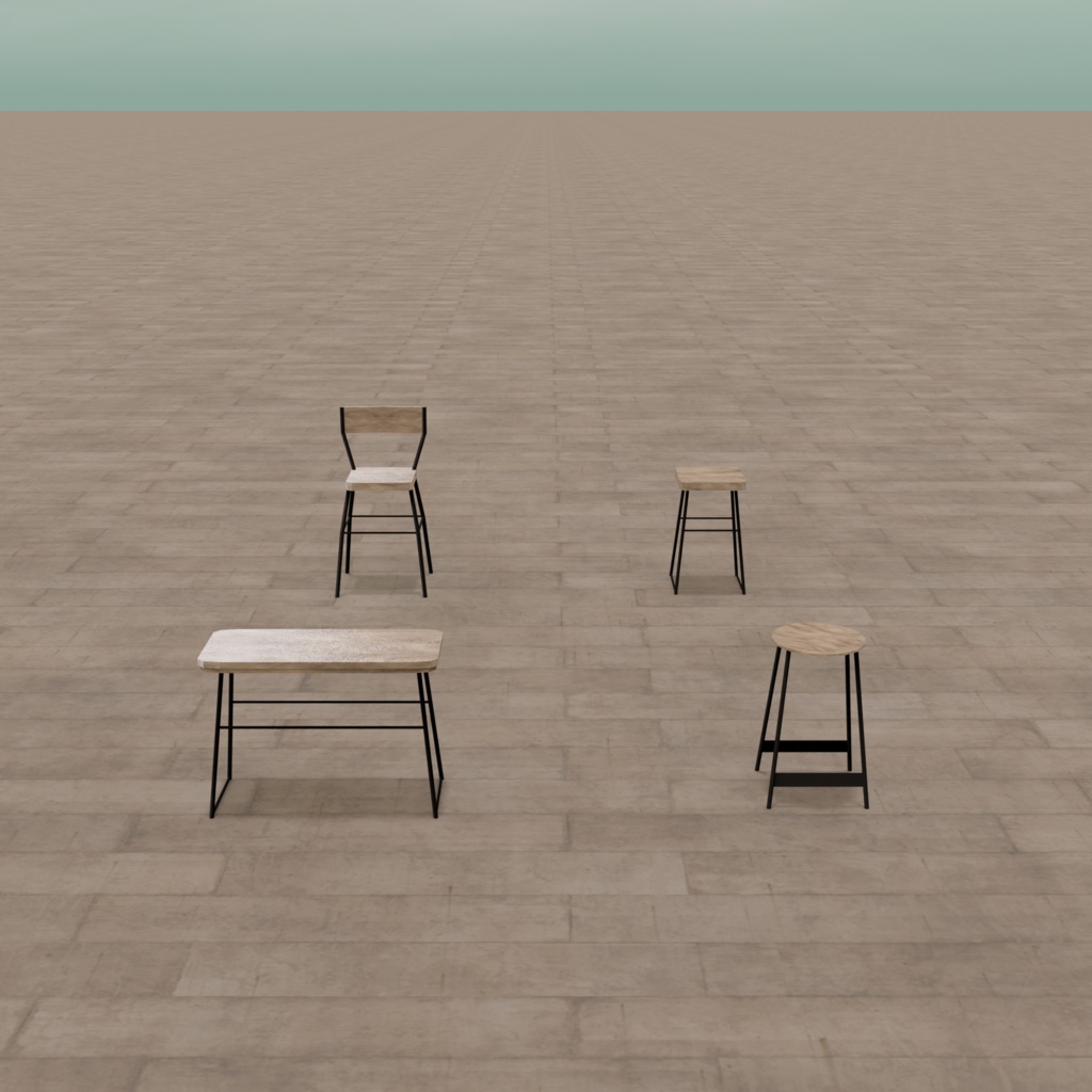 【VRChat想定】CafeTable&Chair(32点)