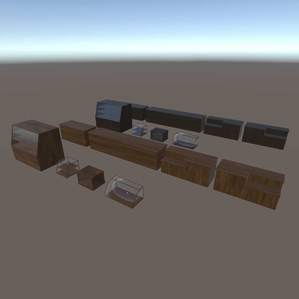 【VRChat想定】Cafe Showcase&counter(16点)