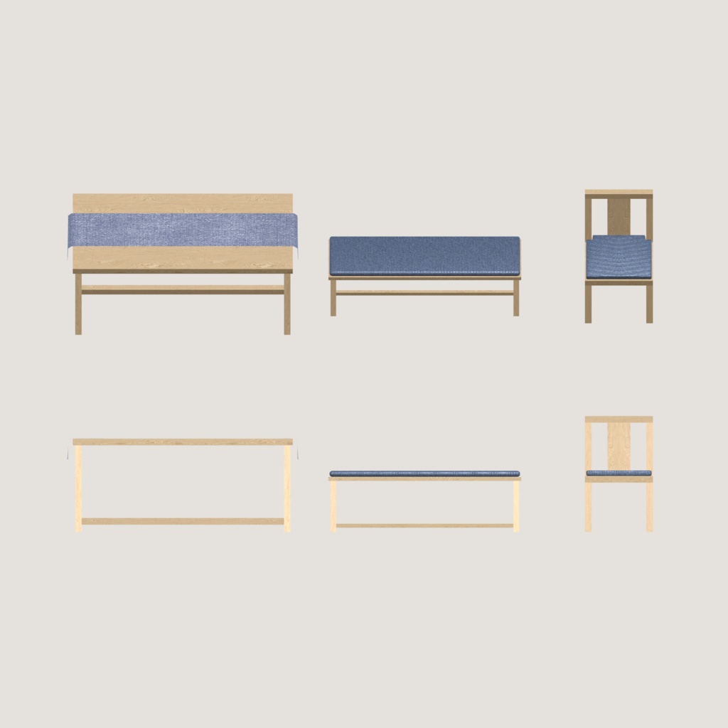 【VRChat想定】Living item third(8点)【ダイニングテーブル】