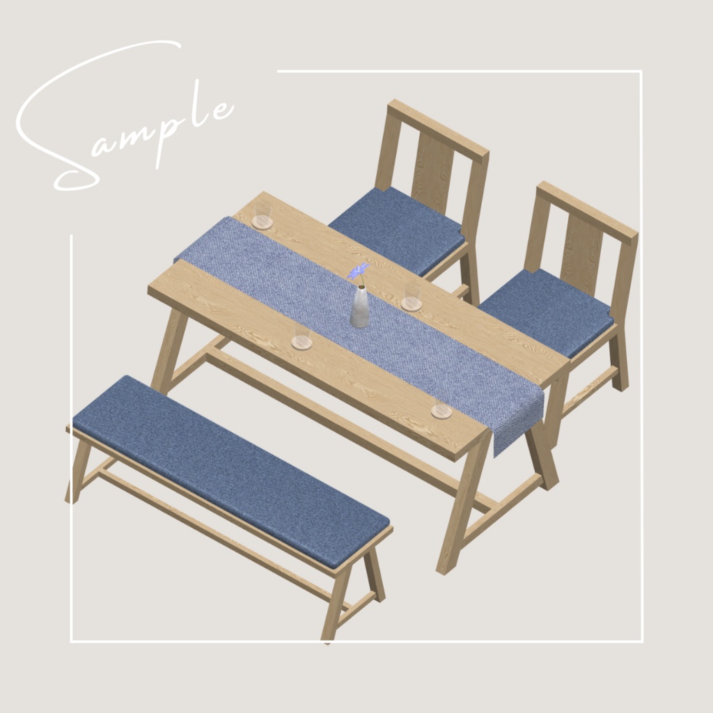 【VRChat想定】Living item third(8点)【ダイニングテーブル】