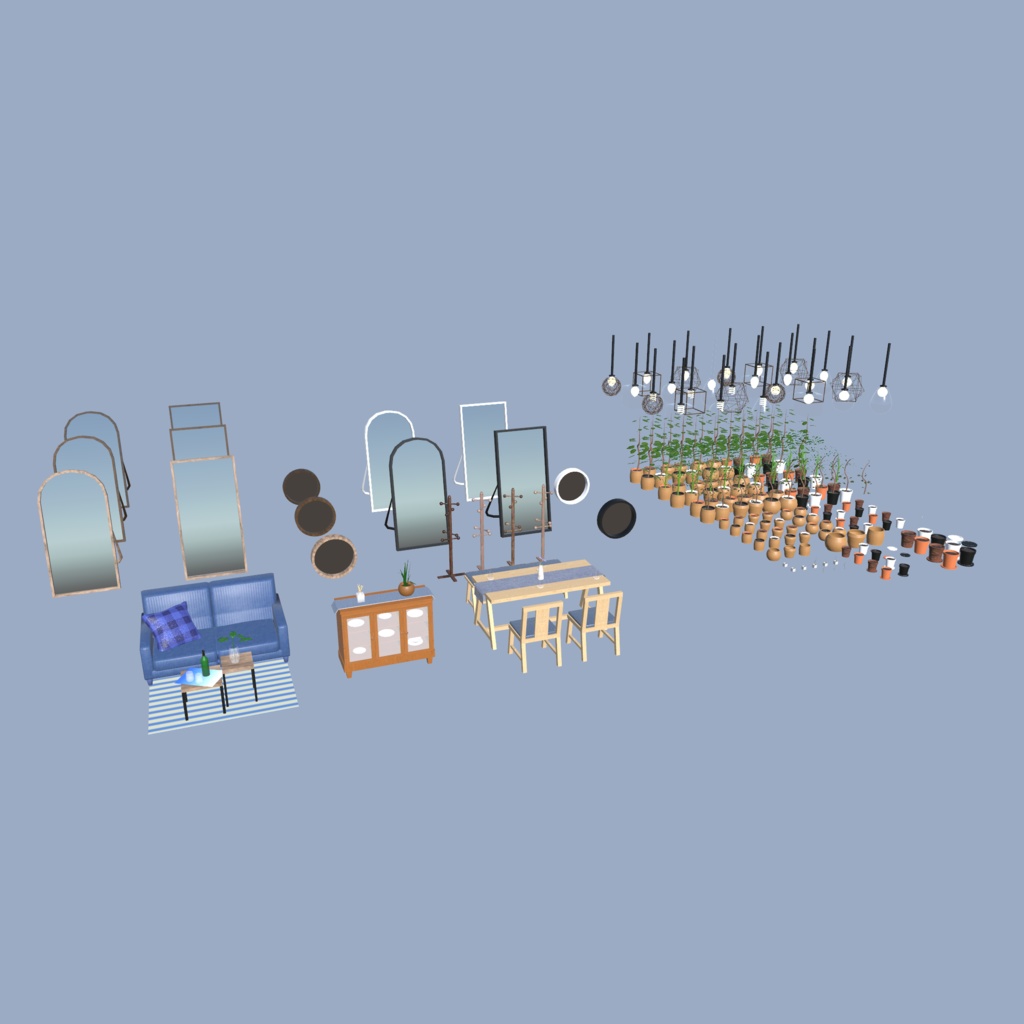 【VRChat想定】リビングアイテムセット(219点)