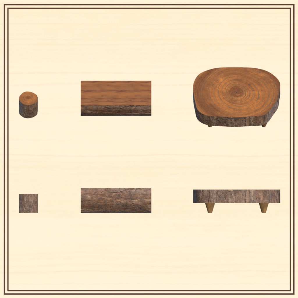 【VRChat想定】Wood Item(3点)