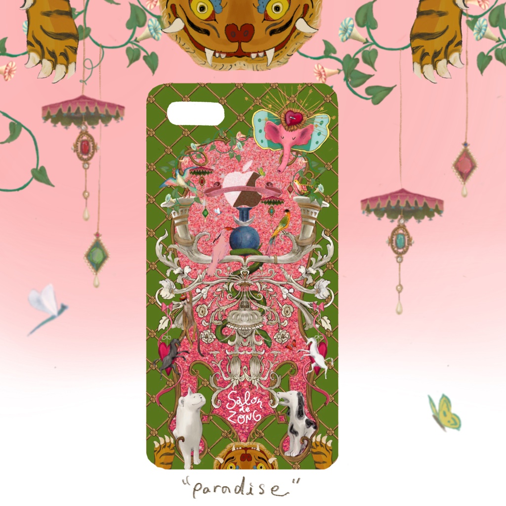 受注通販　iPhone case "PARADISE" green*pink