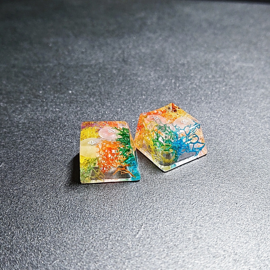 珊瑚礁と海月キーキャップ