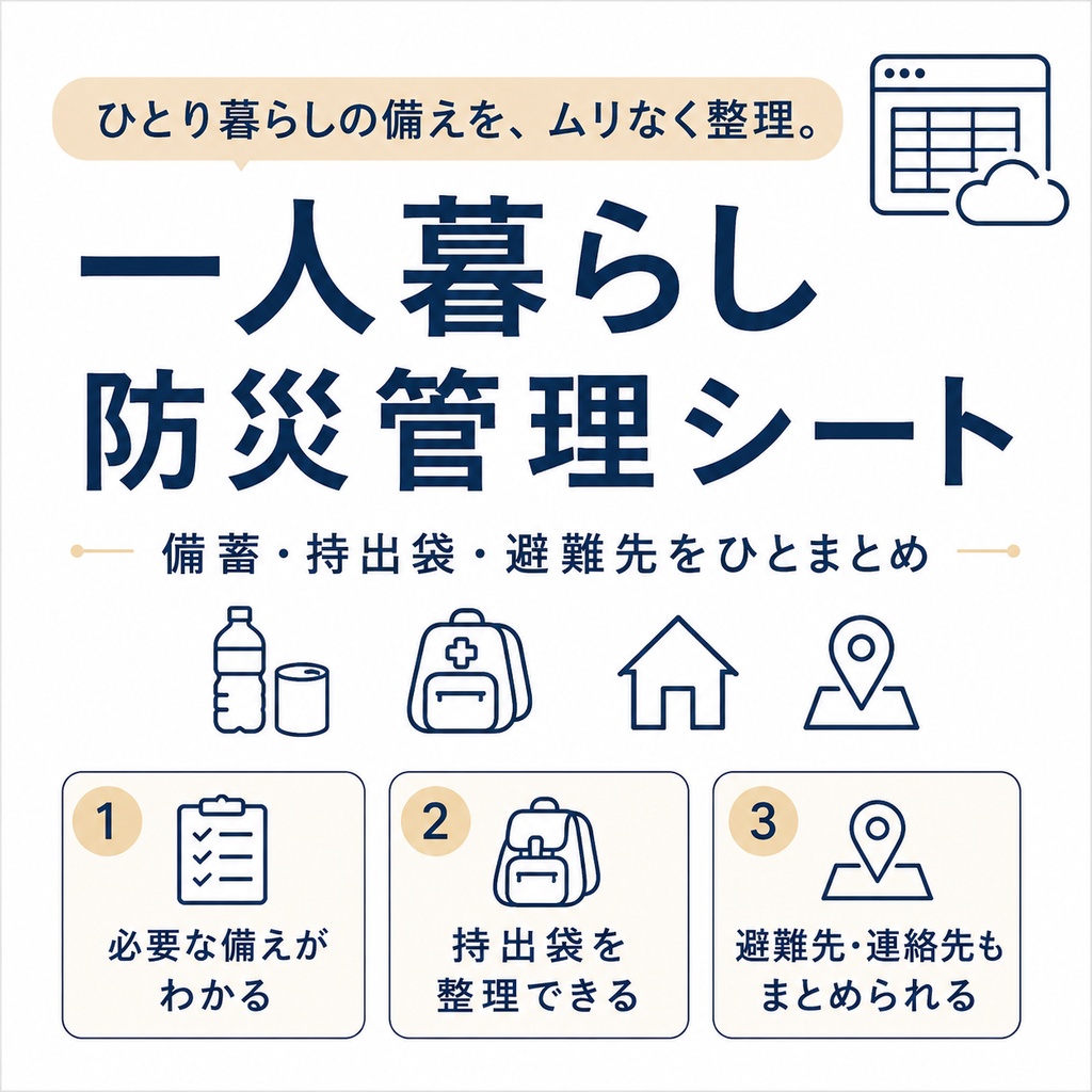 一人暮らしの防災をこれ1つで整理|備蓄・持出袋・避難・連絡チェック