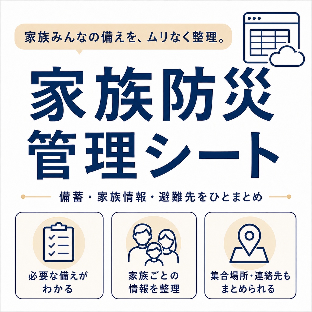 家族12人まで対応|防災備蓄・持出・個別必要品・避難をまとめて管理