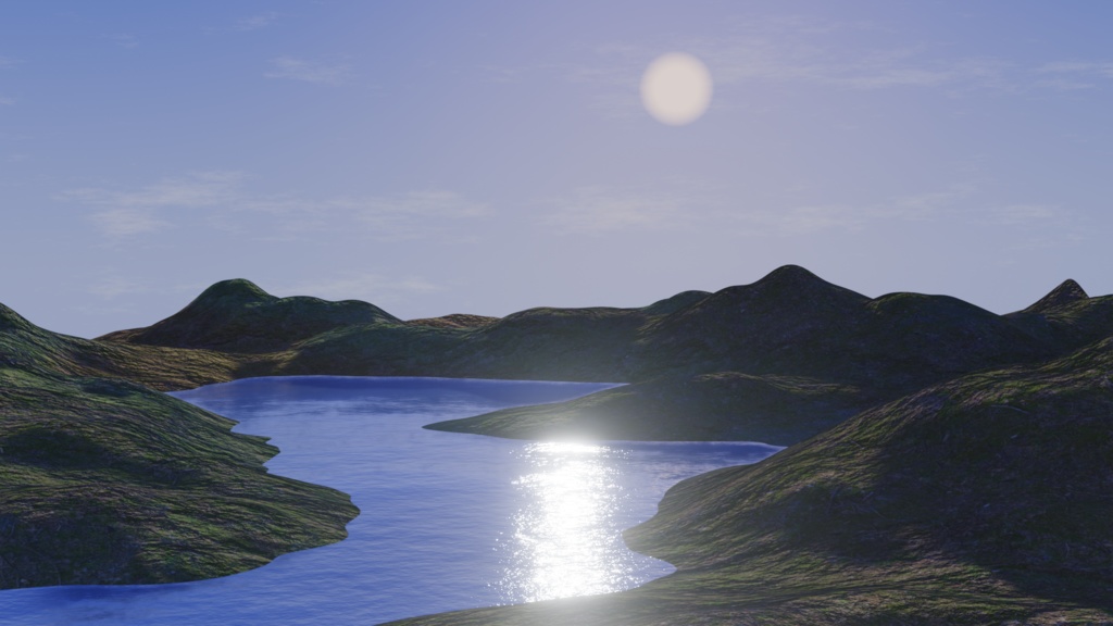 [Unity対応] 3D地形モデル　山 (水辺)