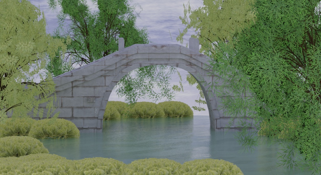[Unity対応] 3D地形モデル 川と橋