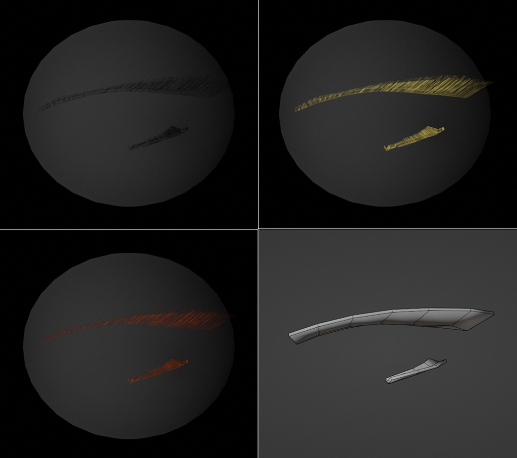 まつ毛 （3色　低ポリゴン　Unity対応）