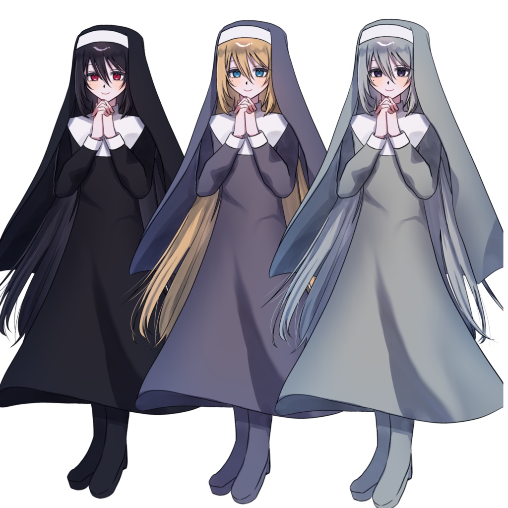 【立ち絵/無料版あり】泣きぼくろのシスター【表情差分7種/色差分3種】