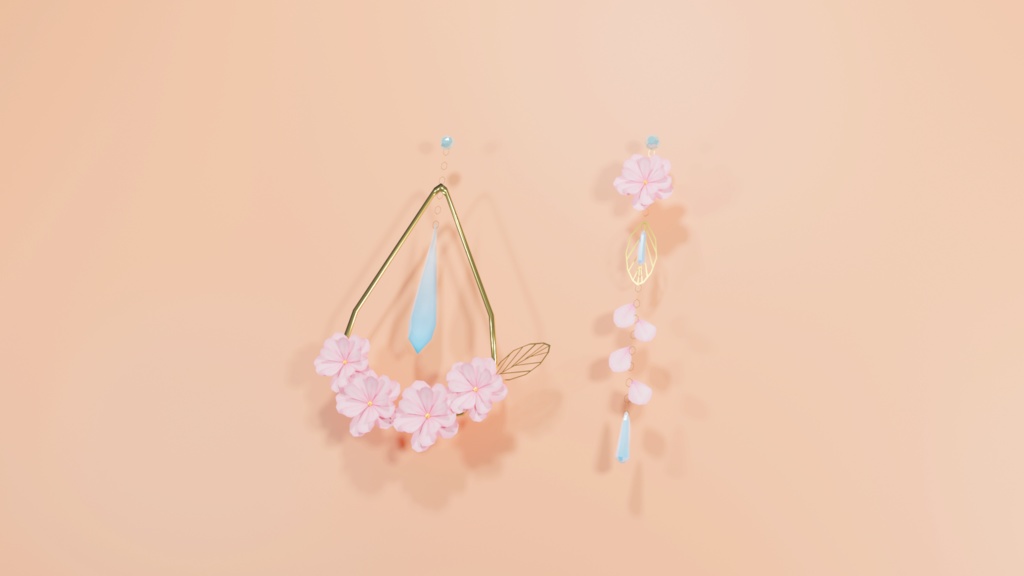 【VRChat】アジサイの耳飾り(イヤリング、ピアス)