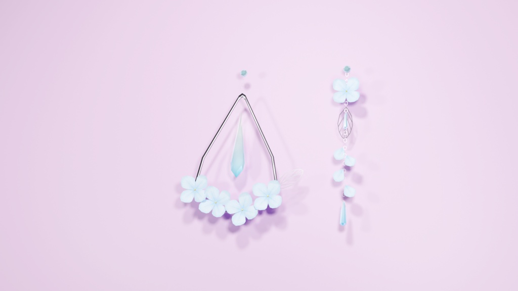 【VRChat】アジサイの耳飾り(イヤリング、ピアス)