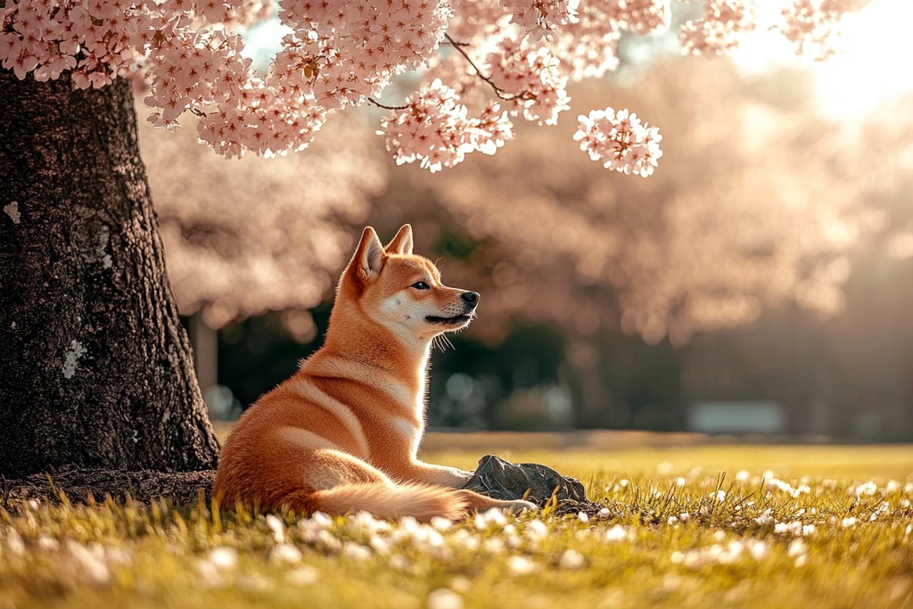 【高画質/厳選】春の訪れ。桜と微笑む柴犬のデジタル壁紙セット(4枚)