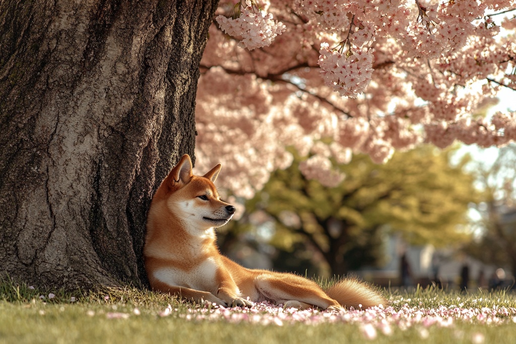 【高画質/厳選】春の訪れ。桜と微笑む柴犬のデジタル壁紙セット(4枚)