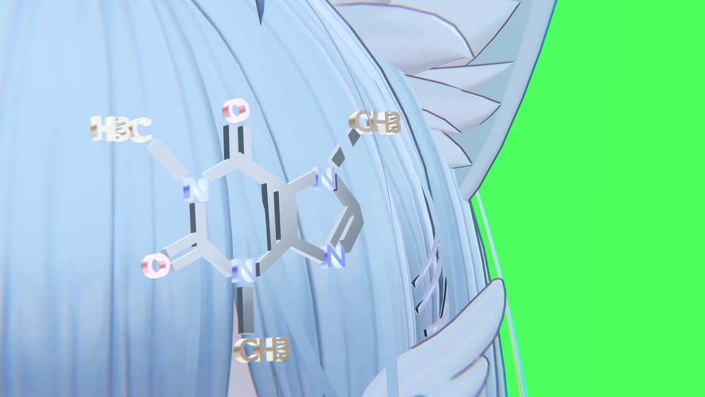 「3Dモデル」 カフェイン構造式 (無料)