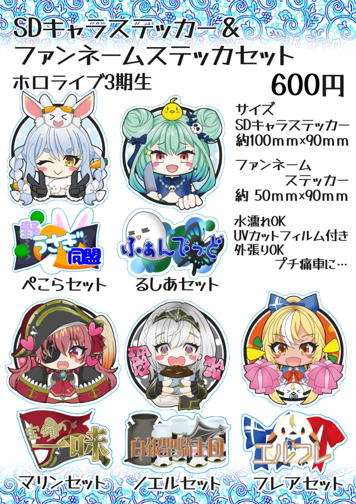 【非公式】SDキャラステッカー＆ファンネームステッカーセット3期生