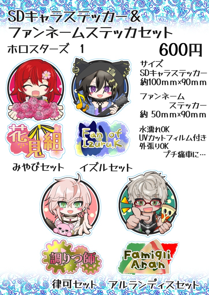 【非公式】SDキャラステッカー＆ファンネームステッカーセットホロスタ1