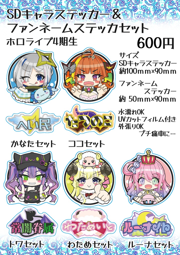 【非公式】SDキャラステッカー＆ファンネームステッカーセット4期生