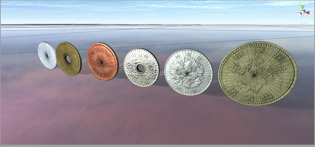 【ゲーム用素材】日本円硬貨モデルセット
