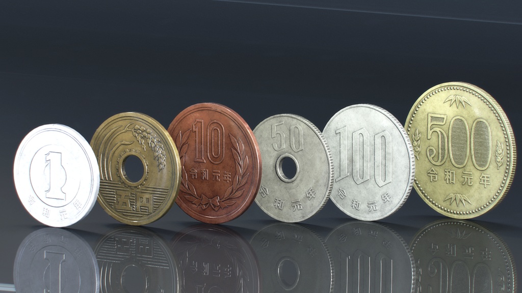 【ゲーム用素材】日本円硬貨モデルセット