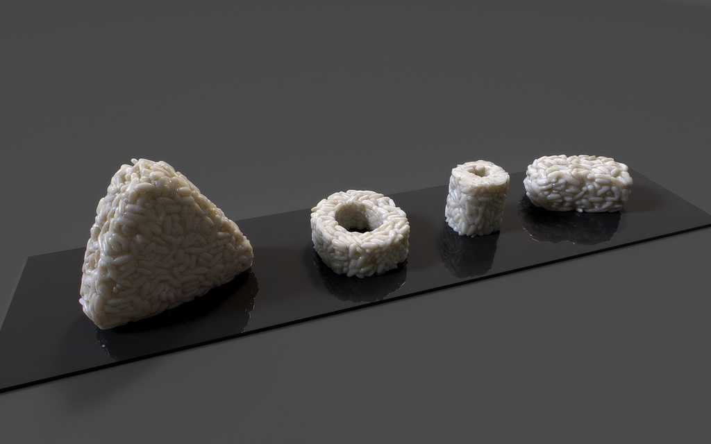 【3D素材】おにぎり、お米、酢飯制覇セット