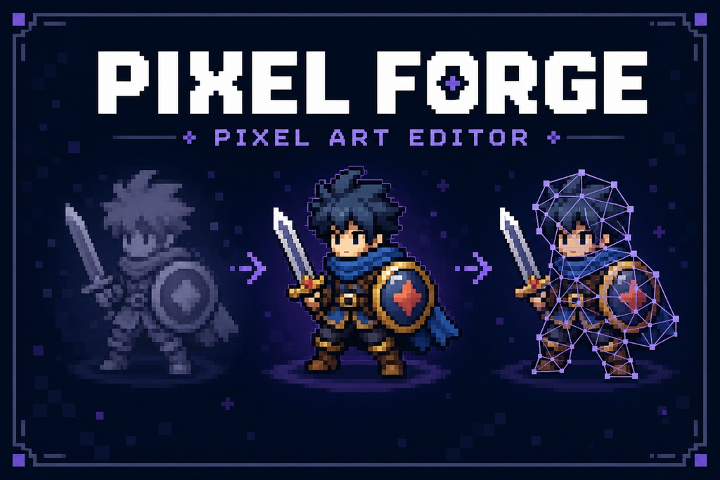 Pixel Forge β｜画像ドット化・GIFアニメ・メッシュ変形対応のドット絵エディター