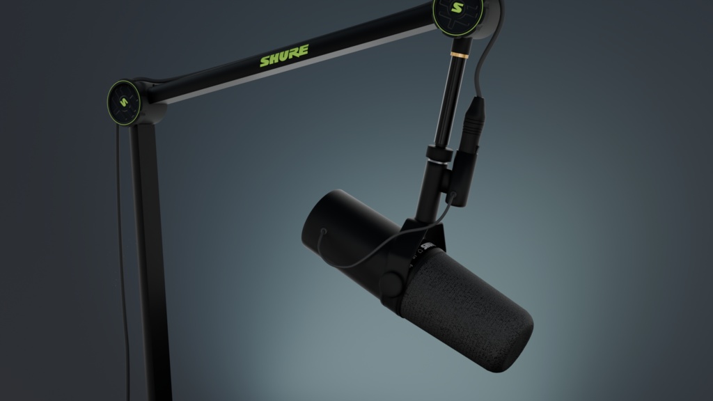 【3Dモデル】SHURE SM7B & SHURE by Gator マイクアーム
