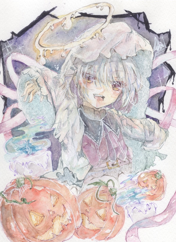 水彩原画『しろモノのパーティ』