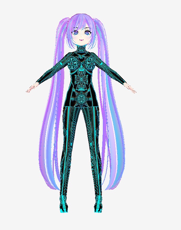 Cyberpunk Bodysuit for VRoid - Light Blue & Black - by Melted Glam