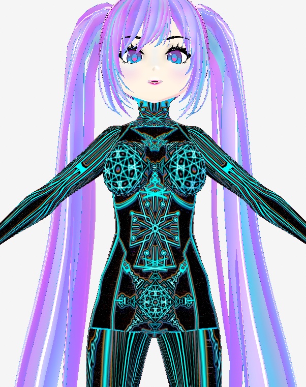 Cyberpunk Bodysuit for VRoid - Light Blue & Black - by Melted Glam