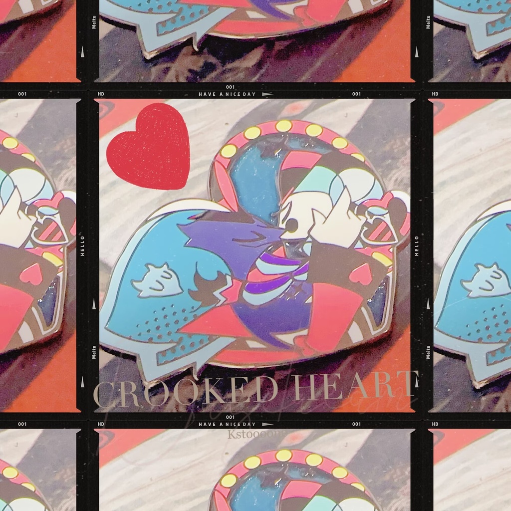 Crooked heart pin