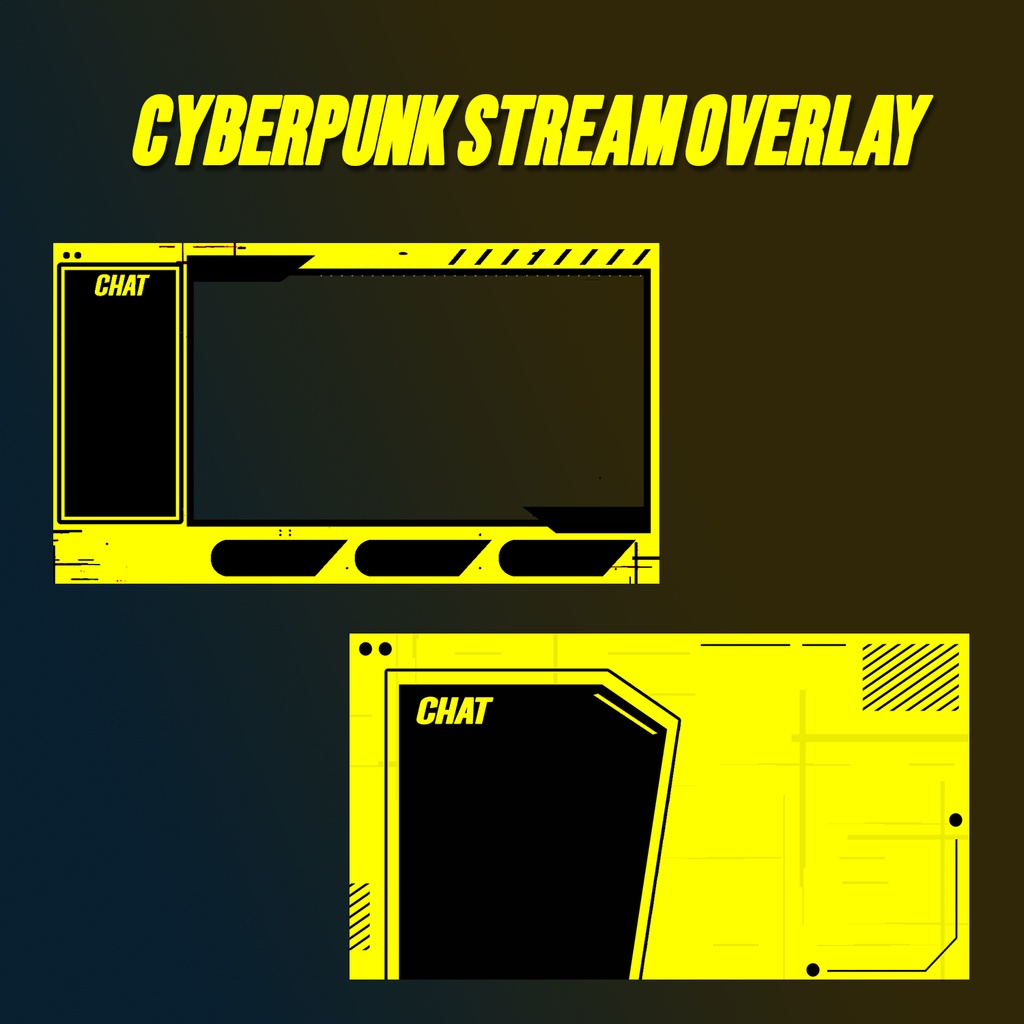 Cyberpunk-Themed Stream Overlay Graphics