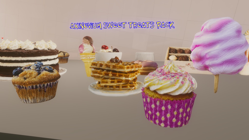 【VRChat想定】Low-Poly Sweet Treats packロー ポリ 砂漠 パック