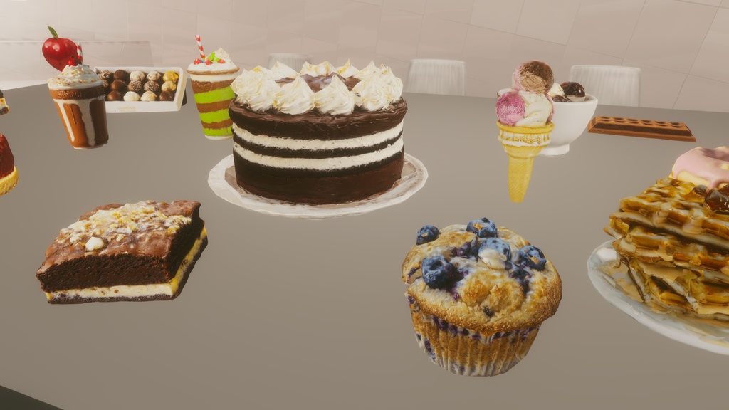 【VRChat想定】Low-Poly Sweet Treats packロー ポリ 砂漠 パック