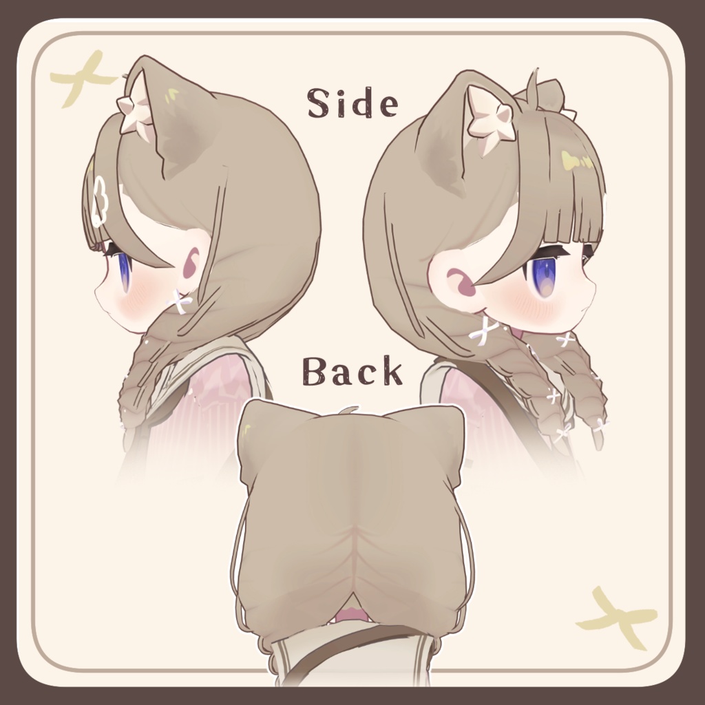 リボンいっぱい三つ編みヘアー【キプフェル・まめひなた・アズキ・みみのこ対応】