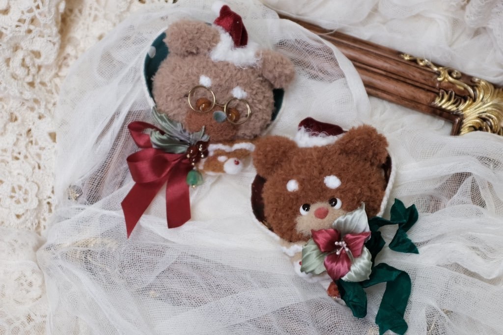 ライト製「クマCrêpe屋・クリスマス」ぬいぐるみ