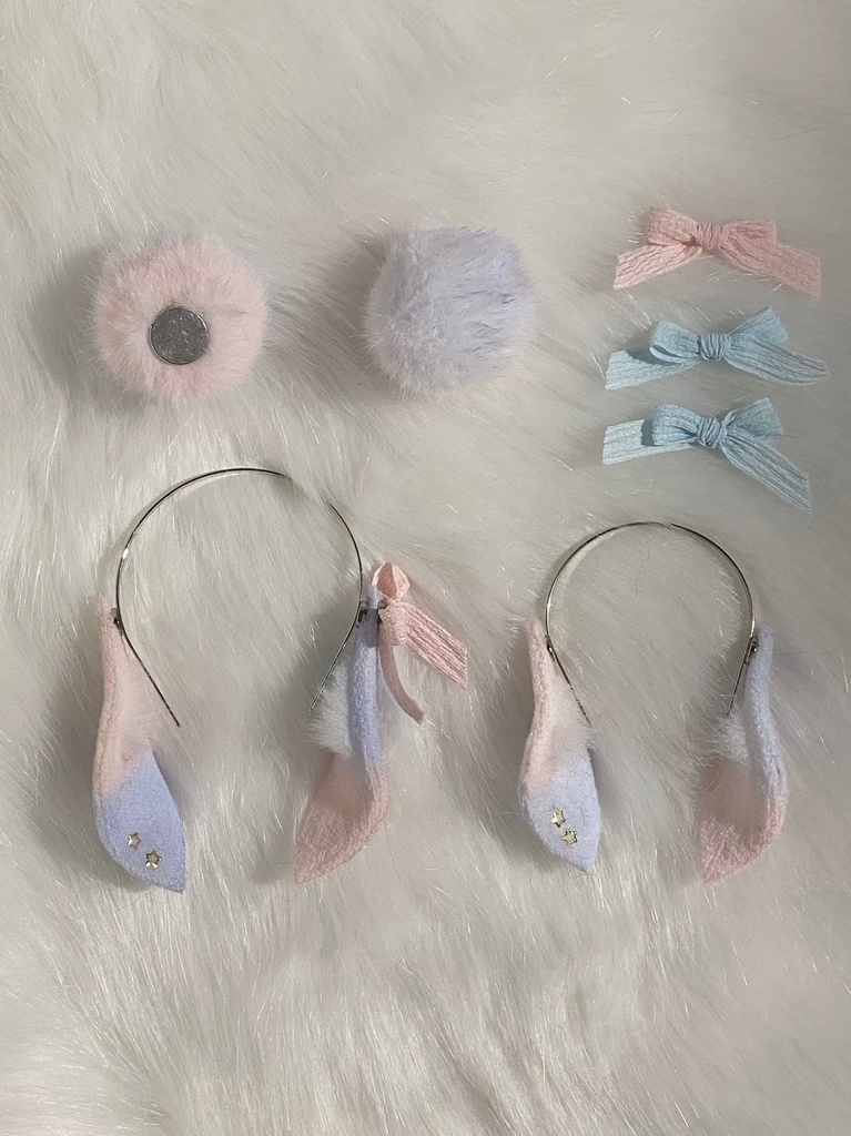 「クリーム耳·兎と犬」by楸山のケモノ耳