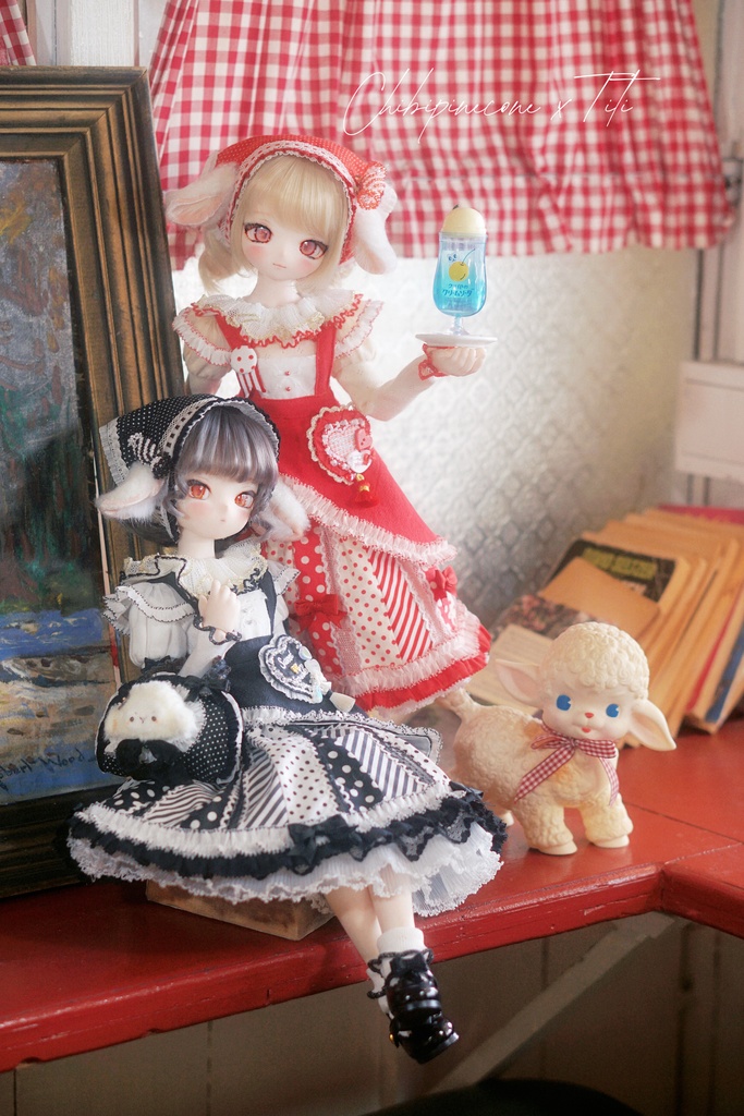 「咩の喫茶店 -りんご飴とコーヒー飴-」by 松ぼっくり服