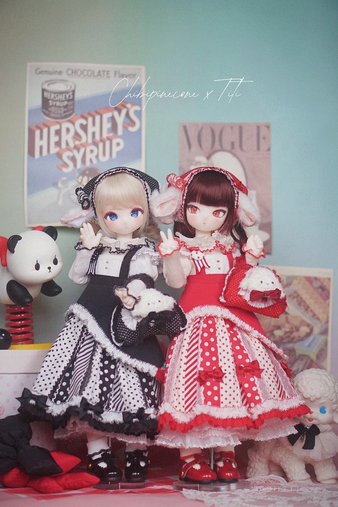 「咩の喫茶店 -りんご飴とコーヒー飴-」by 松ぼっくり服