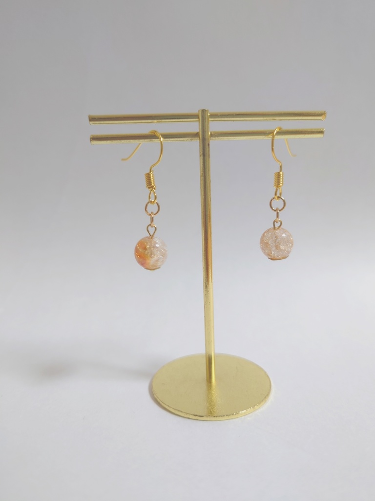 オレンジビーズのピアス·イヤリング