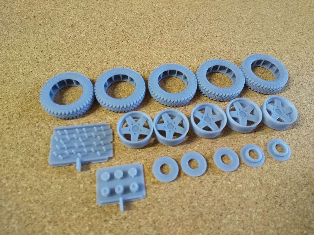 1/24オフロードタイヤホイールセット3Dプリンター出力品