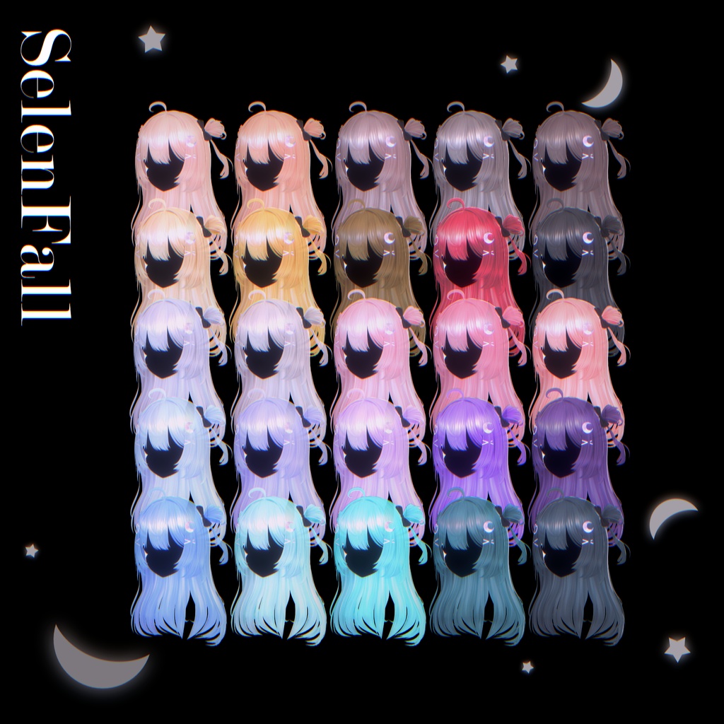 ✦SALE✦ - SelenFall - Two Side Up Hair & Halo🌙【14Avatars】